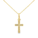 .05ct Diamond Cross Religious Pendant 14KT Yellow Gold