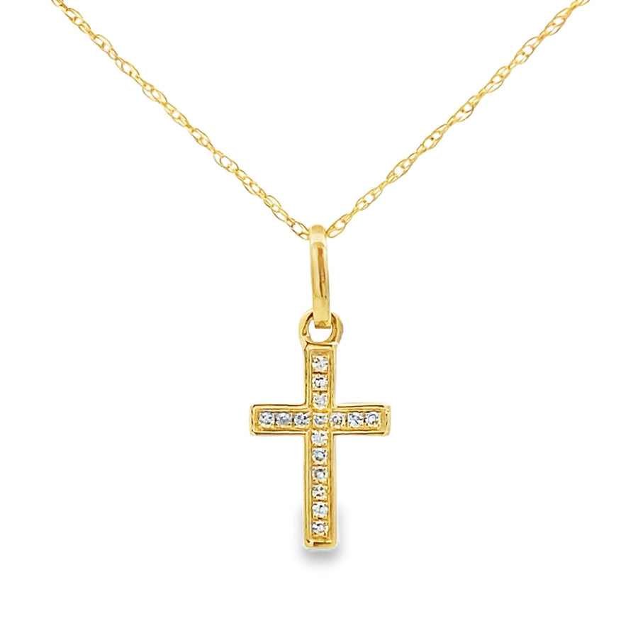 .05ct Diamond Cross Religious Pendant 14KT Yellow Gold