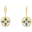 Sapphire Diamond Dangle Earrings 14KT Yellow Gold