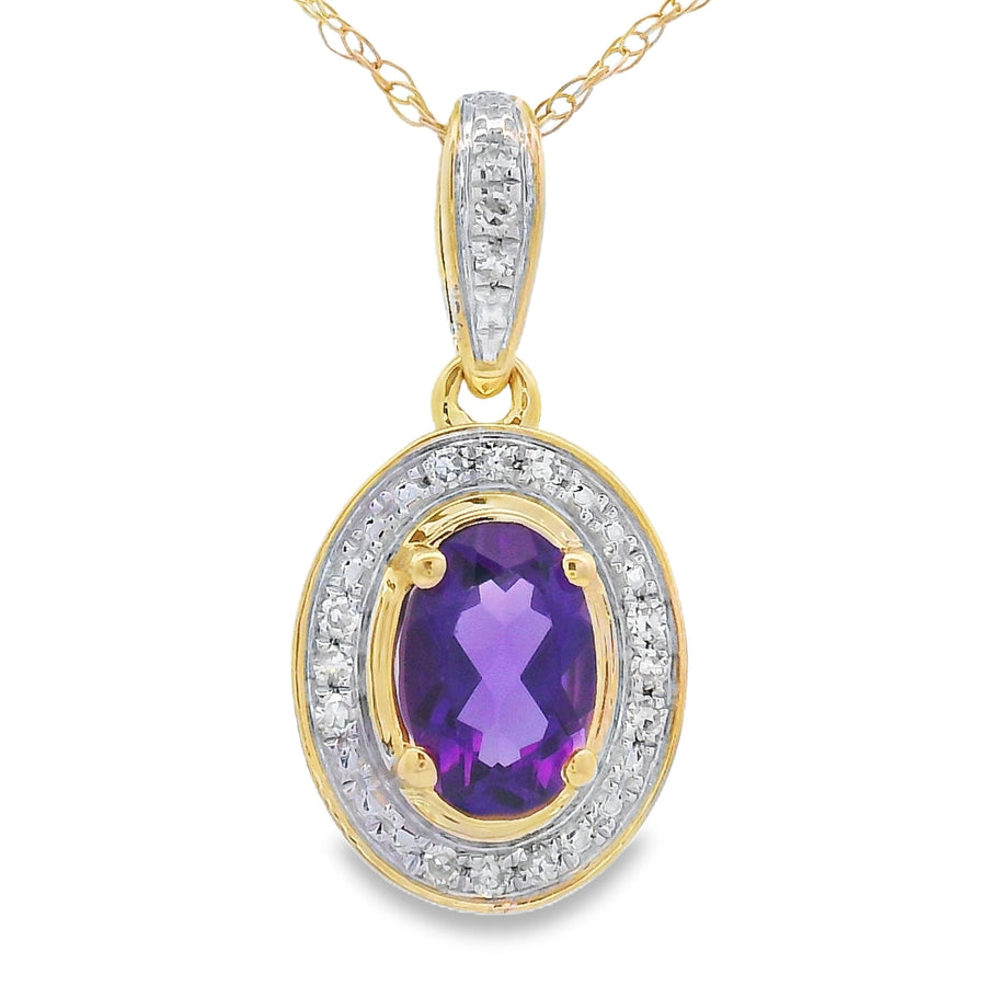 Amethyst Diamond Fashion Pendants 10KT Yellow Gold