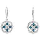 2.04ct Sapphire Diamond Dangle Earrings 14KT White Gold