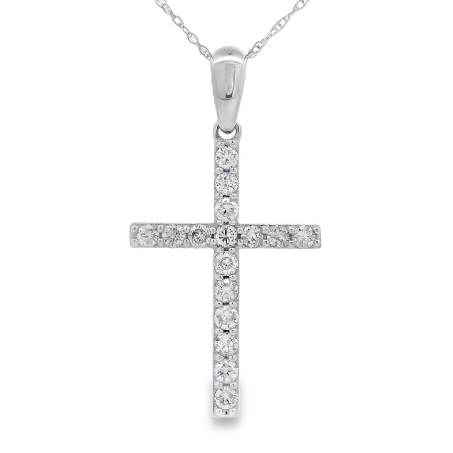.45ct Diamond Cross Religious Pendant 14KT White Gold