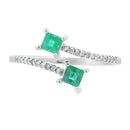 Natural .47ct Emerald Diamond Ring 14KT White Gold