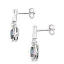 Mystic Fire Topaz Dangle Earrings 10KT White Gold