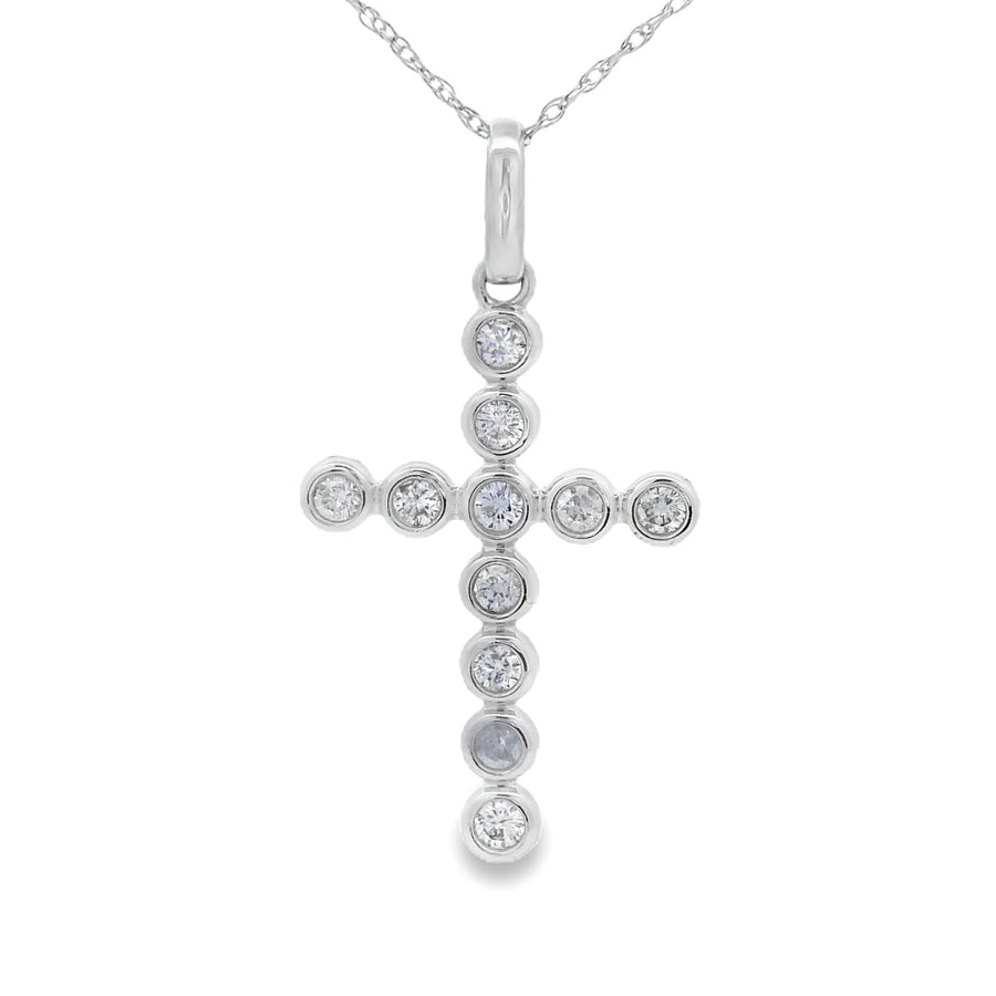 .31ct Diamond Cross Religious Pendant 14KT White Gold