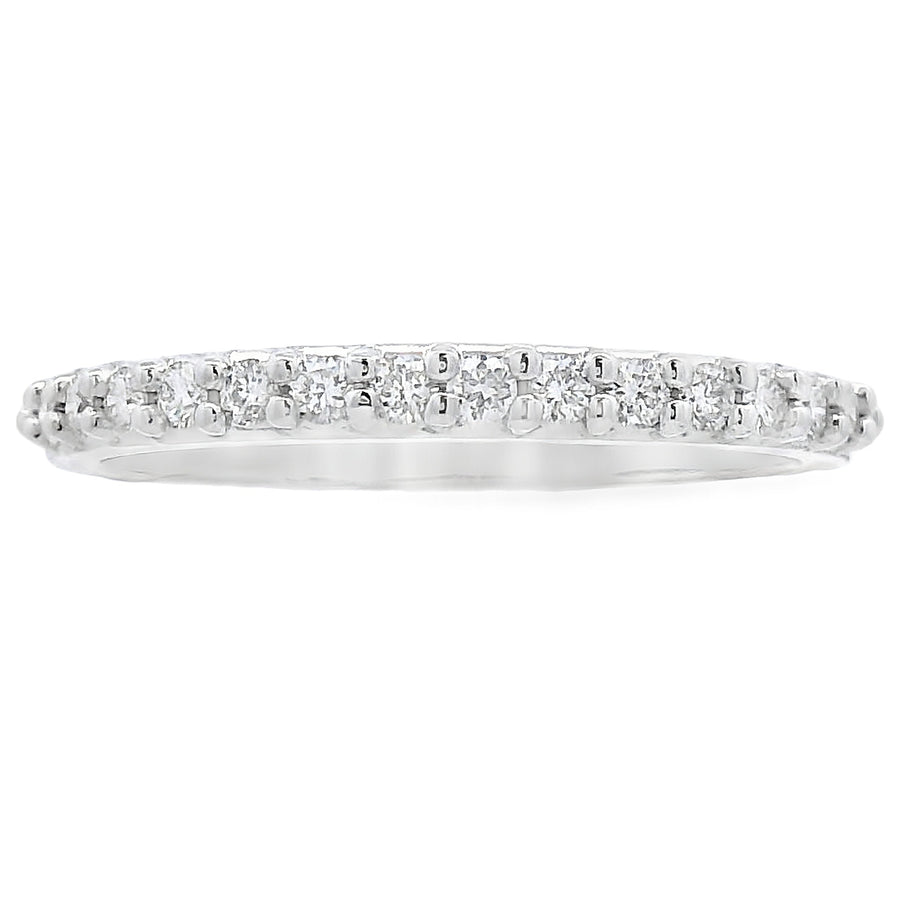 Natural .25ct Diamond Wedding Band Ring 14KT White Gold