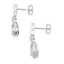 Rose Quartz Diamond Dangle Earrings 10KT White Gold