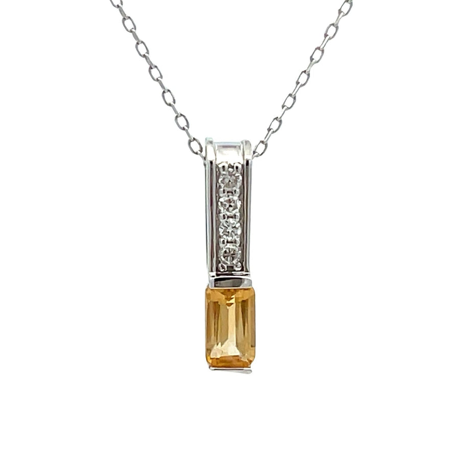 .06ct Citrine Diamond Fashion Pendants 10KT White Gold