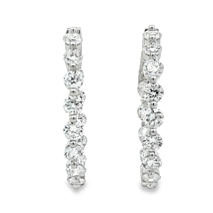 3.10ct Lab Grown Diamond Hoop Earrings Sterling Silver