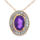 Amethyst Diamond Fashion Pendants 10KT Yellow Gold