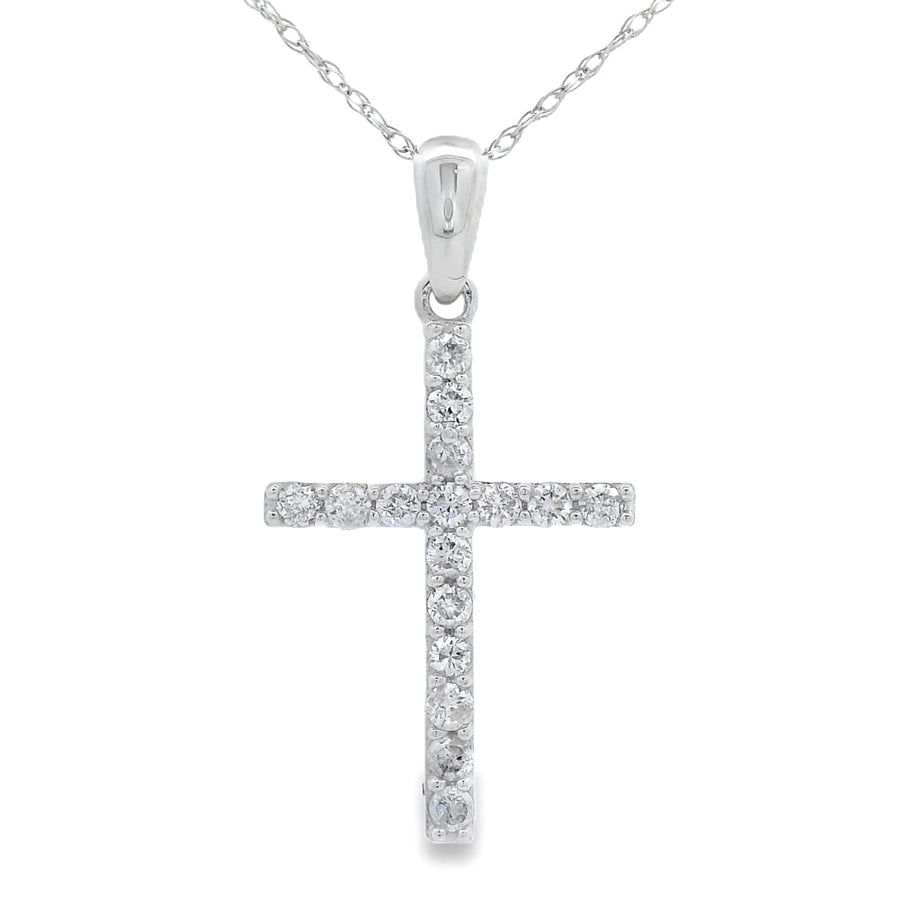 .25ct Diamond Cross Religious Pendant 14KT White Gold