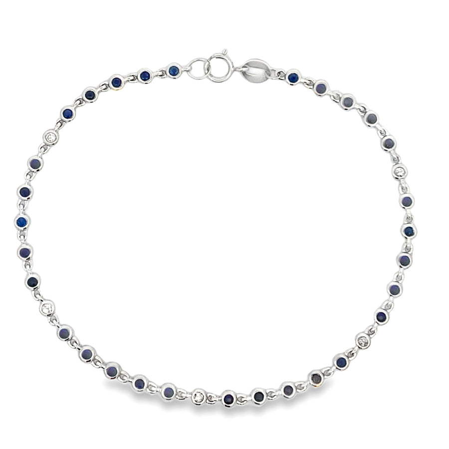.87ct Sapphire Diamond Bracelet 14KT White Gold