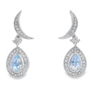 Aquamarine Diamond Dangle Earrings 10KT White Gold