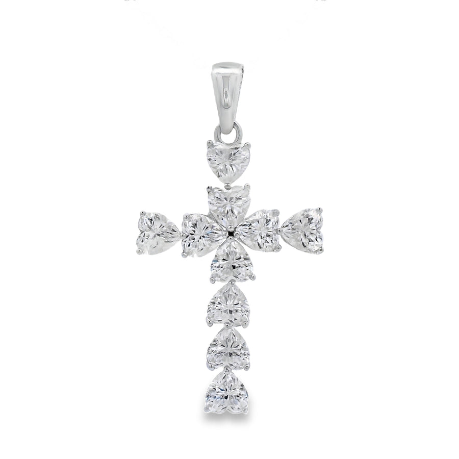Moissanite Cross Religious Pendant Sterling Silver