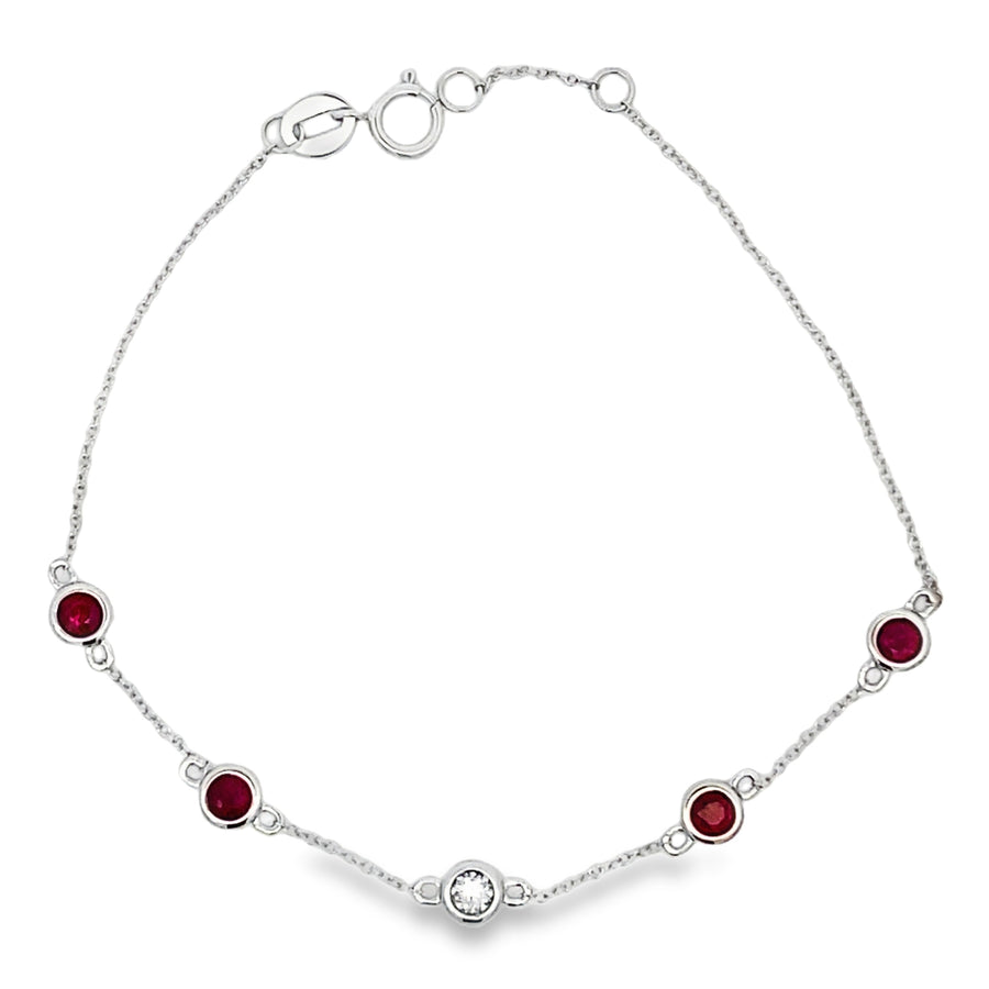 .71ct Ruby Diamond Bracelet 14KT White Gold