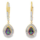 Mystic Fire Topaz Dangle Earrings 10KT Yellow Gold