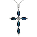 1.73ct Sapphire Cross Religious Pendant 10KT White Gold