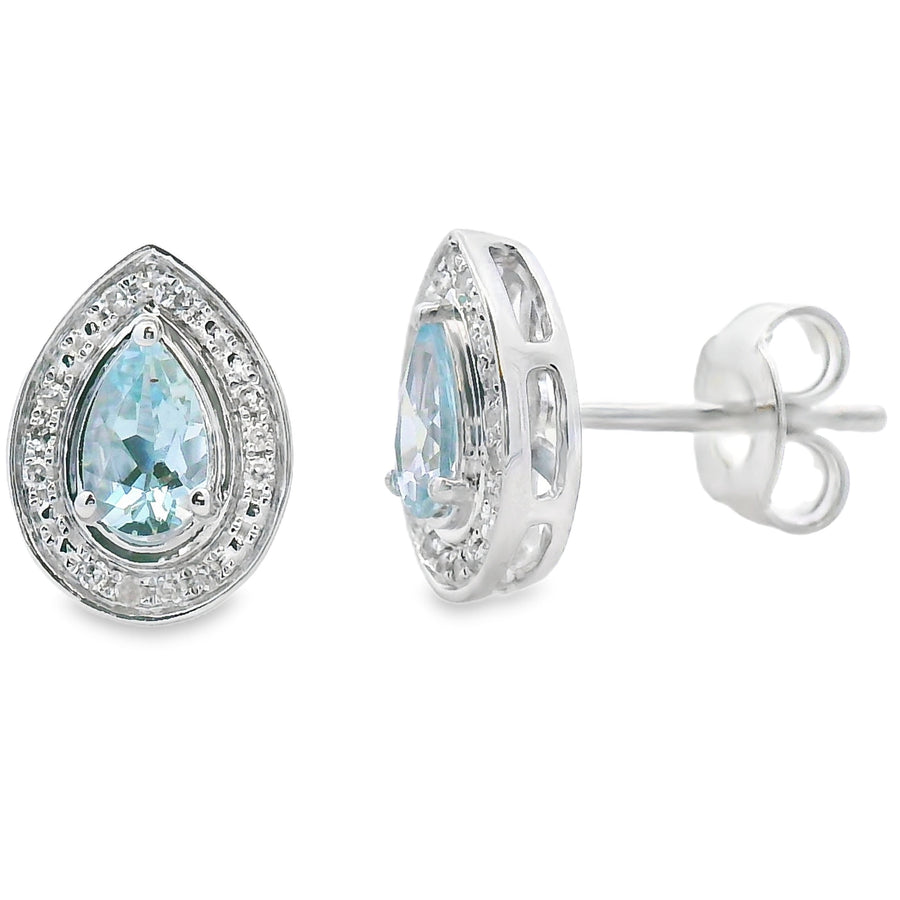 .42ct Aquamarine Diamond Earrings 10KT White Gold