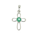 .19ct Emerald Cross Religious Pendant 10KT White Gold