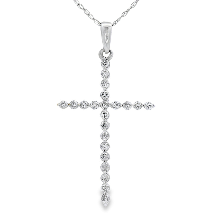 .21ct Diamond Cross Religious Pendant 14KT White Gold