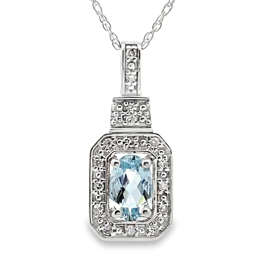 Aquamarine Diamond Fashion Pendants 10KT White Gold