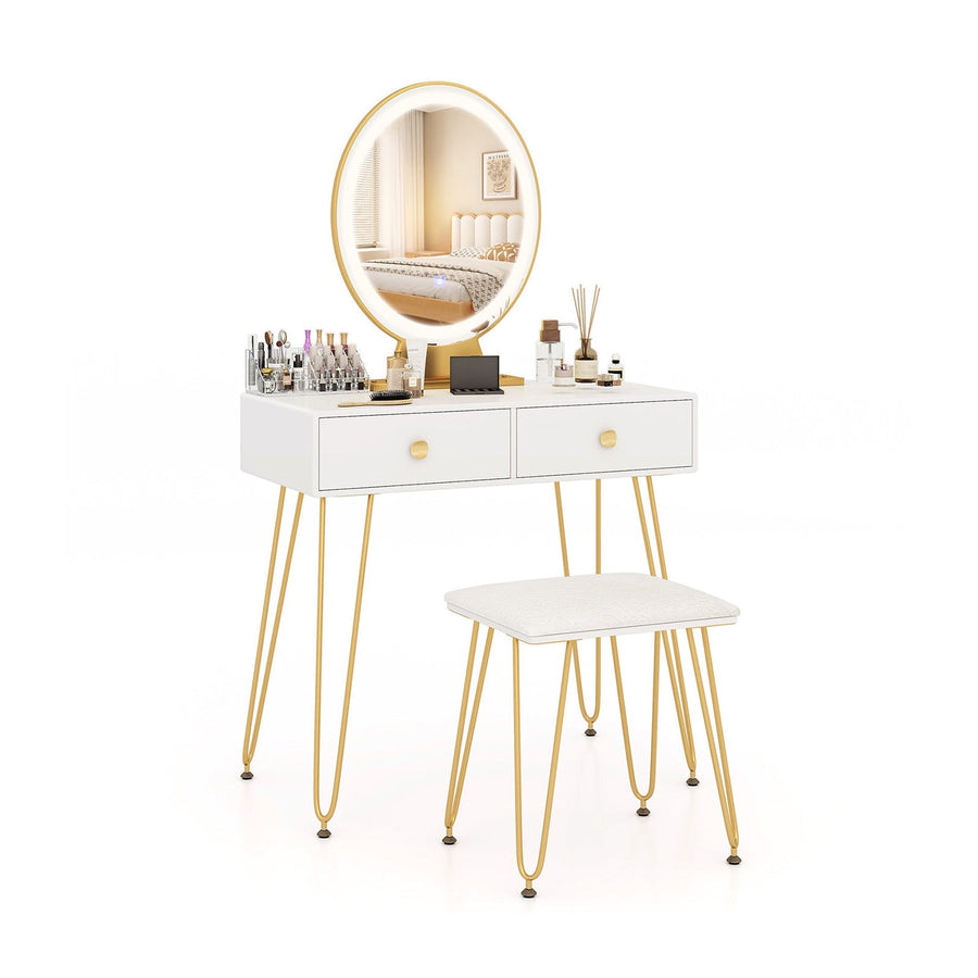 Industrial Makeup Dressing Table with 3 Lighting Modes