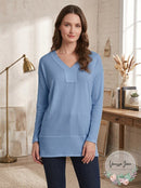 Vince Camuto V-Neck Drop-Shoulder Tunic – Canyon Blue, Size Large