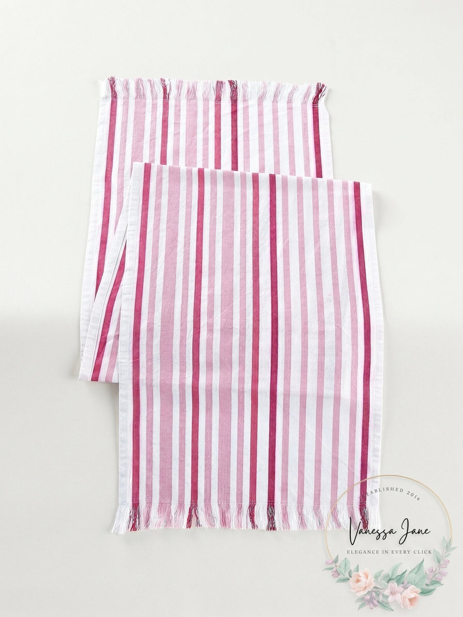 Saro LifeStyle Striped Design Fringed Runner, Sorbet, 16x72