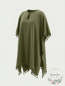 DKNY OLIVE Pom Pom Caftan Swim Cover-up US Large/X-Large