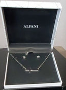 Alfani Cross Collar Necklace and Crystal Stud Earrings Set