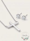 Alfani Cross Collar Necklace and Crystal Stud Earrings Set