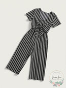 Crystal Dolls Navy Short Sleeve Cropped Jumpsuit, Size Small