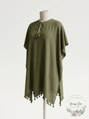 DKNY OLIVE Pom Pom Caftan Swim Cover-up US Large/X-Large