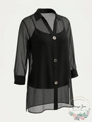Alfani Chiffon Three-Button Tunic