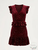 Aqua Velvet Smocked Mini Dress