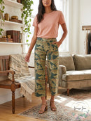 Free People Women's Green Camouflage Jeans