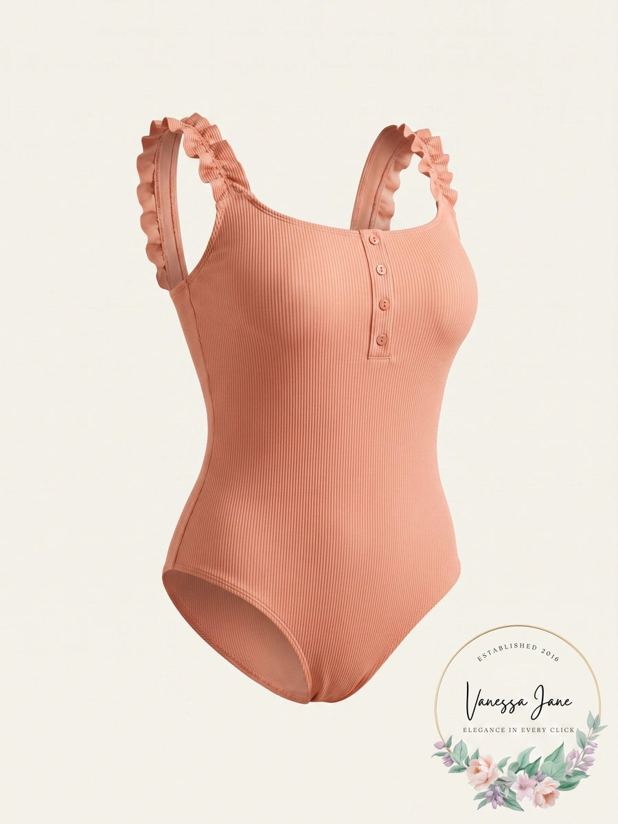 Full Circle Trends Trendy Plus Size Ruffled Swimming Suit, Size 3X