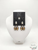Inc Crystal and Stone Chandelier Earrings