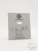 Giani Bernini Sterling Silver 3-Pc. Set Cubic Zirconia Stud  Earrings
