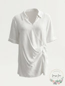 Alfani Womens Pleated Waist Surplice Henley Top