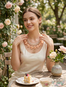 I.N.C. Gold-Tone Petal & Imitation Pearl Statement Necklace