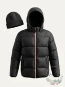 Ixtreme Toddler Boys Canvas Yoke Puffer Jacket with Fleece Hat Set, Size 3T