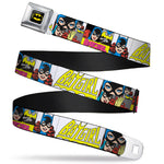 Batman Full Color Black Yellow Seatbelt Belt - BATGIRL Panels Yellow/Pink Webbing