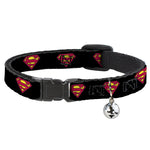 Cat Collar Breakaway - Superman Shield Black