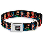 Justice League of America Black Full Color Seatbelt Buckle Collar - Justice League Elite Forces Superheroes