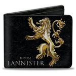 Bi-Fold Wallet - Game of Thrones HOUSE LANNISTER Rampant Lion Sigil Black Golds