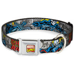 Marvel Comics Logo Full Color Seatbelt Buckle Collar - Classic GHOST RIDER 3-Riding Poses/Comic Blocks Grays/Yellow/Black/Red