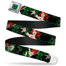 POISON IVY Script Leaves Full Color Greens Black Seatbelt Belt - DC Originals Poison Ivy 3-Poses/Ivy Black/Greens Webbing