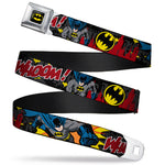 Batman Full Color Black Yellow Seatbelt Belt - Batman in Action WHOOM! Red Skyline Webbing