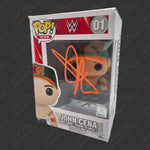 John Cena signed WWE Funko POP Figure #01 *Minor Damage* (Green Hat w/ JSA) Signed By Superstars 